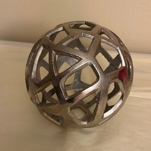 Geometric Silver Metal Sculpture
